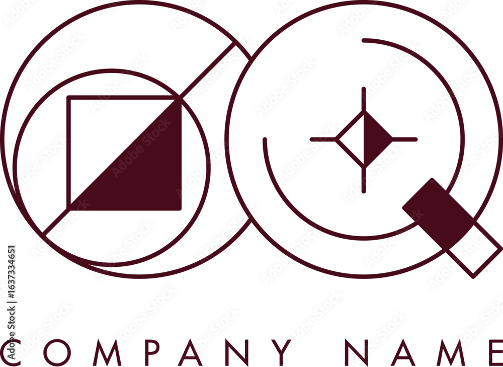 Poster minimalist oq circular monogram logo design with bold lines and elegant style
