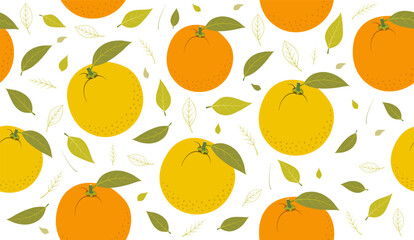 Seamless pattern with orange fruits