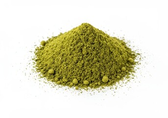 Heap of green powder isolated on white background