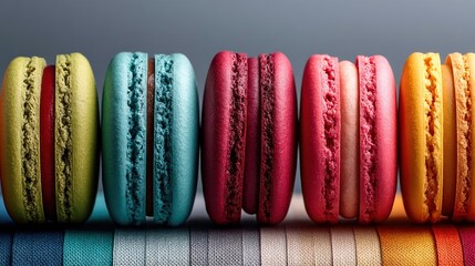 Row of colorful macarons