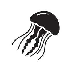 silhouette image of a jellyfish with a transparent background