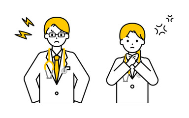 シンプルな医師の男女_怒る