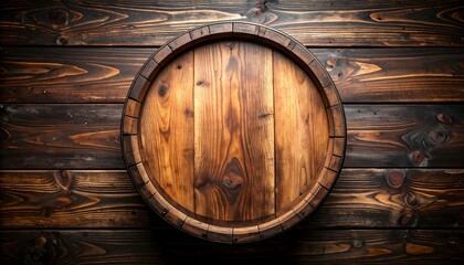 Dark wooden barrel centered on dark wood planks