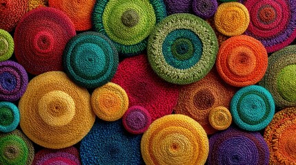 Colorful circular textile patterns