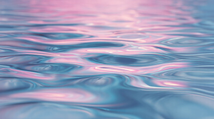 Fluid Surface With Soft Ripples And Iridescent Pink Blue Light