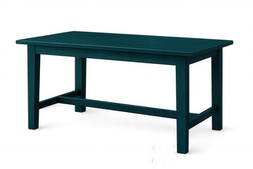 Teal wooden table resting on transparent background, ideal for minimalist interior styling