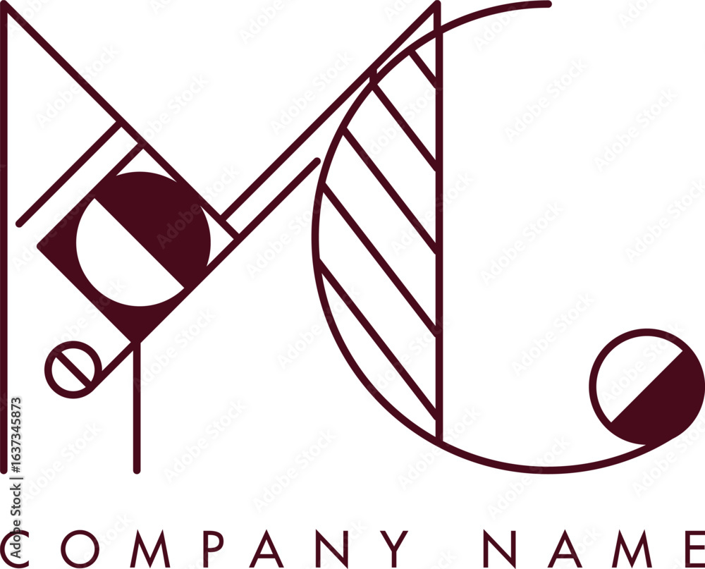 Poster minimalist mc circular monogram logo design with bold lines and elegant style