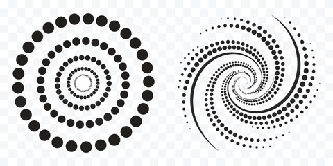 Abstract Geometric Designs with Circular Patterns and Spirals for Modern Backgrounds and Creative Graphics in Black and White