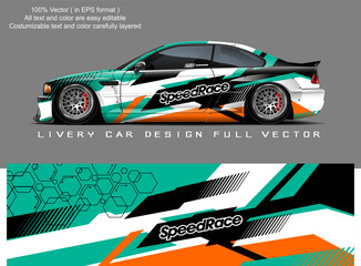 car livery design vector. Graphic abstract stripe racing background designs for wrap