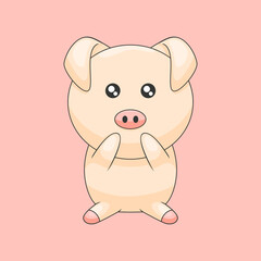 vector cute pig illustration cartoon draw