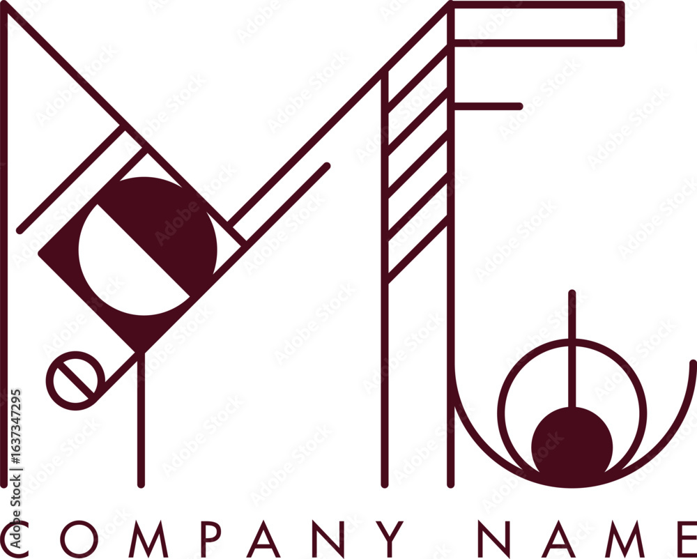 Poster minimalist mj circular monogram logo design with bold lines and elegant style