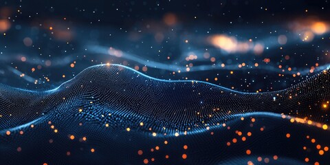 Technology background with pulsating lines and abstract networks Stock photo