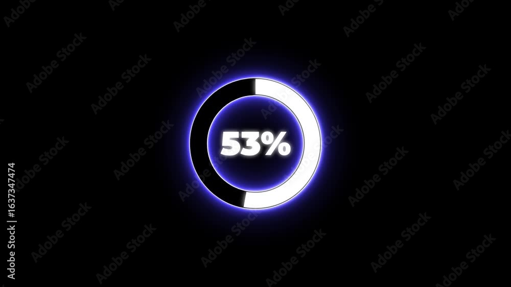 Poster numerical counting from 0 to 60. circular progress bar with bright neon blue and white light , count