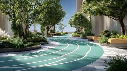 Wellness Avenue in Health Focused Area with Smooth Walking Surfaces