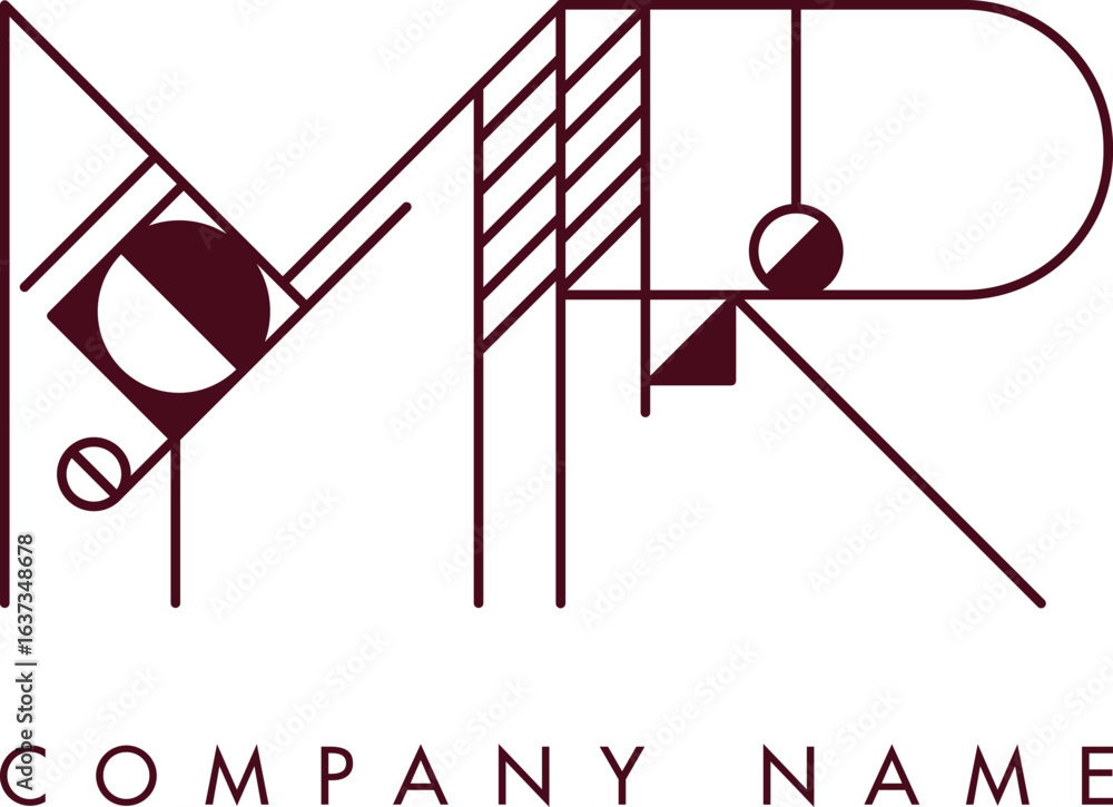 Poster minimalist mr circular monogram logo design with bold lines and elegant style