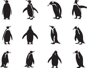 Obraz premium penguin, silhouette, vector, animal, bird, illustration, Print