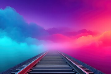 Fototapeta premium Minimal concept of Cosmic train made of stars and smoke winding through galaxy tunnels, surreal transportation through imagination, symbolic visual of journey, change, and infinite storytelling