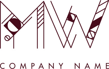 Minimalist MW Circular Monogram Logo Design with Bold Lines and Elegant Style