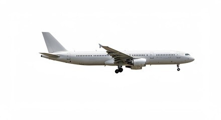 Obraz premium Wei�es Flugzeug landet sanft heller Hintergrund. AI Generated