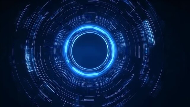 Blue futuristic technology background with circular shapes, an AI and digital innovation concept video background animation 