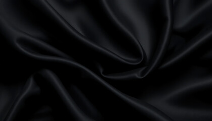 Fototapeta premium Elegant Black Silk Fabric with Soft Folds and Sheen