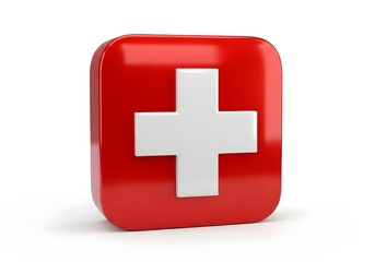 Obraz premium Red and White Medical Cross Button Symbol