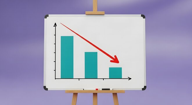 Bar Graph with Red Arrow Showing Declining Trend