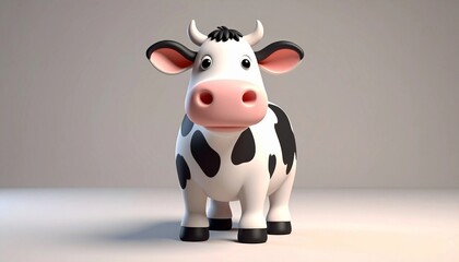 3d Funny cartoon cow illustration: a cute farm animal vector drawing