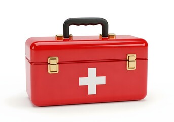 Obraz premium Red First Aid Kit with White Cross