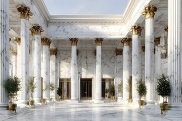 Obraz premium Luxe Marble Covered Colonnade in Classical Grand Architectural Style
