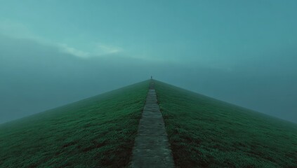 Misty path leading to horizon