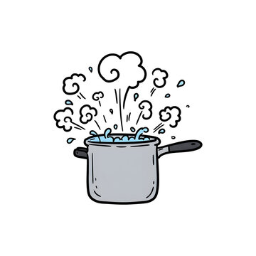 Boiling Cooking Pot with Steam Representing Hot Food Preparation and Kitchen Recipes