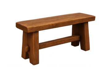 Fototapeta premium Simple wooden bench isolated on transparent background, ideal for interior design or rustic settings