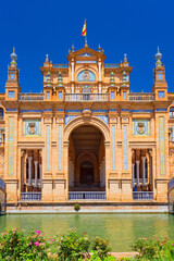 Panoramic view Plaza de España in Seville, Andalusia, Spain