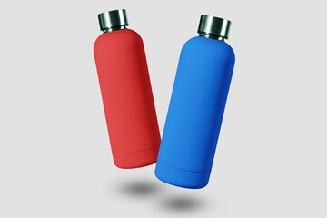 Water Vacuum Flask Bottle Mockup Isolated Background