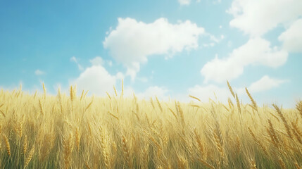 Golden wheat field under sunny sky