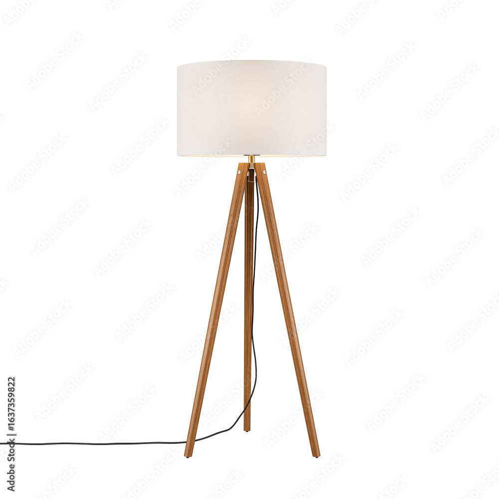 Poster illuminating elegance a modern tripod floor lamp on an isolated transparent setting