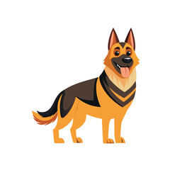 vector illustration of cartoon dog, vector illustration of a dog, Vector icon of a German Shepherd dog with a friendly expression.