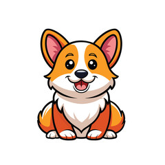 Delightful Corgi Cartoon Illustration with Charming Expression.