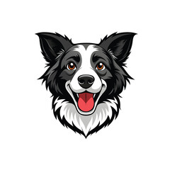 Border collie dog, illustration of a Border Collie, a highly intelligent and energetic dog face