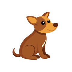 Vector of adorable brown puppy isolated on white background.