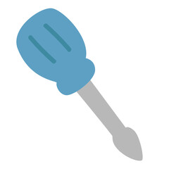  Flat vector illustration of a yellow and blue utility cutter, used for cutting paper, cardboard, and other materials.