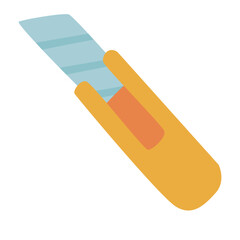 Flat design illustration of a kitchen knife with brown handle, used for food preparation and cutting tasks.