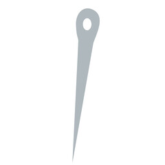 Flat illustration of a silver sewing needle, a tool used for stitching fabric by hand.