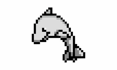 Cute dolphin icon cartoon pixel illustration