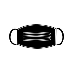 Medical Mask Silhouette Icon – Vector Flat Design on White Background. Simple and bold style representing healthcare, hygiene, protection, and safety. Ideal for medical infographics, hospital signage.