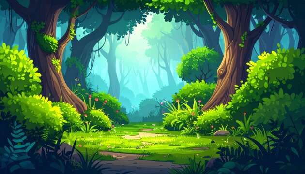 Green bushes. Cartoon forest and park shrubbery