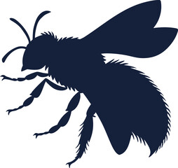 Detailed bee silhouette vector illustration, perfect for pollinator art, insect-themed designs, nature graphics, and honeybee-inspired creative projects with high-quality outlines.