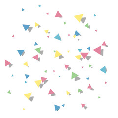 Colorful geometric triangle confetti isolated on transparent background
