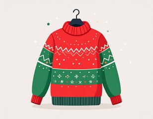 Warm sweater for autumn or winter. Knitted woolen sweater. Cold season. 